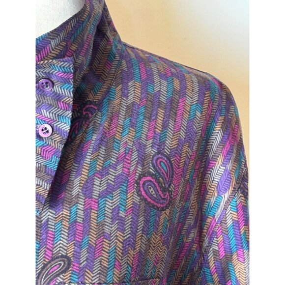 Diane Von Furstenberg Shirt Women 16 Purple‎ Paisley Retro Vintage Button Down - Picture 6 of 10